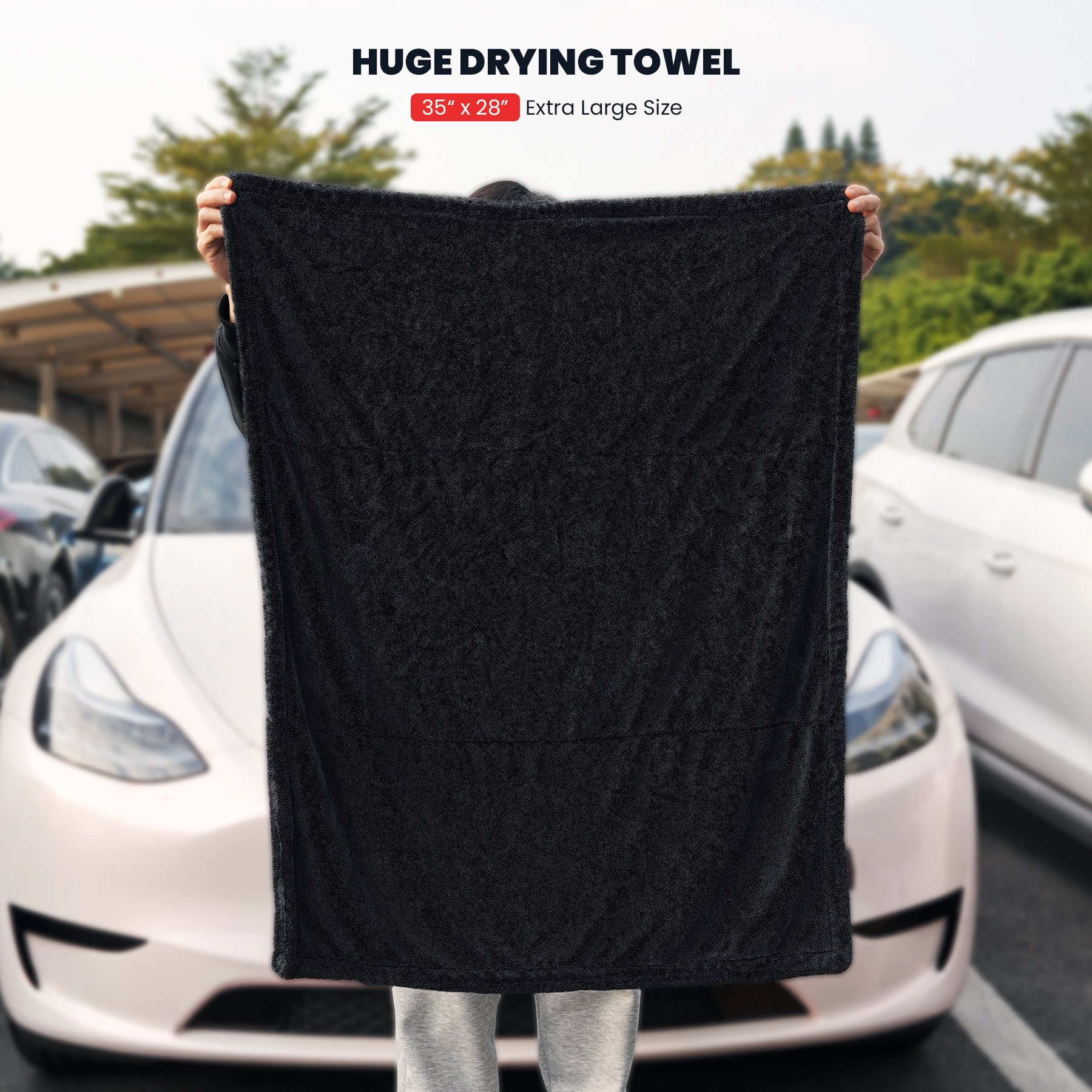 LASFIT AIR Car Drying Towel for Car Detailing Streak Free, XL 1300 GSM Premium Ultra Soft Microfiber, Twisted-Loop Microfiber Towels
