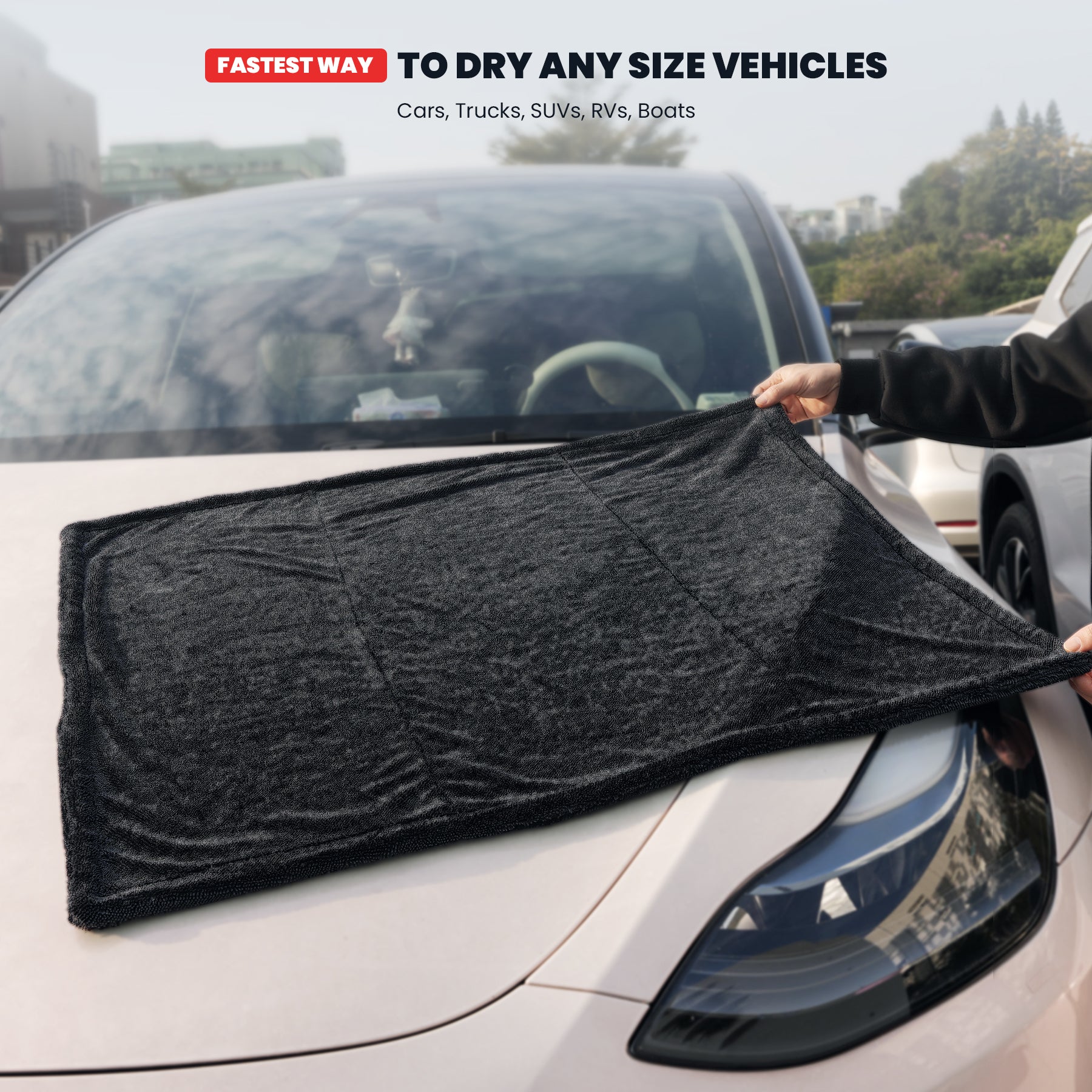 LASFIT AIR Car Drying Towel for Car Detailing Streak Free, XL 1300 GSM Premium Ultra Soft Microfiber, Twisted-Loop Microfiber Towels