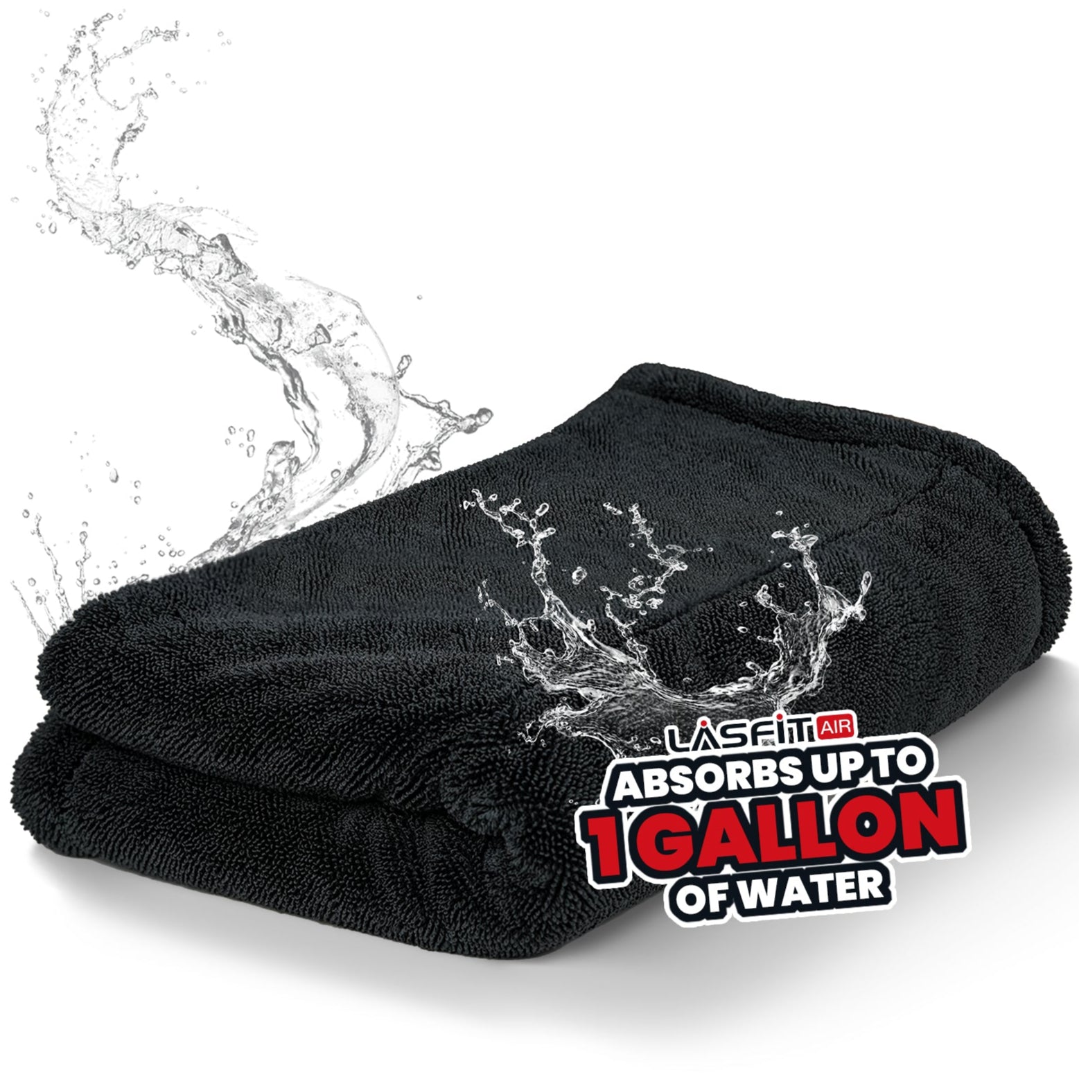 LASFIT AIR Car Drying Towel for Car Detailing Streak Free, XL 1300 GSM Premium Ultra Soft Microfiber, Twisted-Loop Microfiber Towels