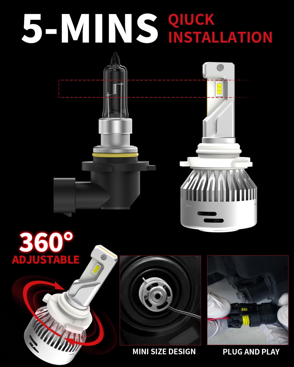 Lasfit Headlights for automobiles 60W 9005 HB3 LA Plus Series