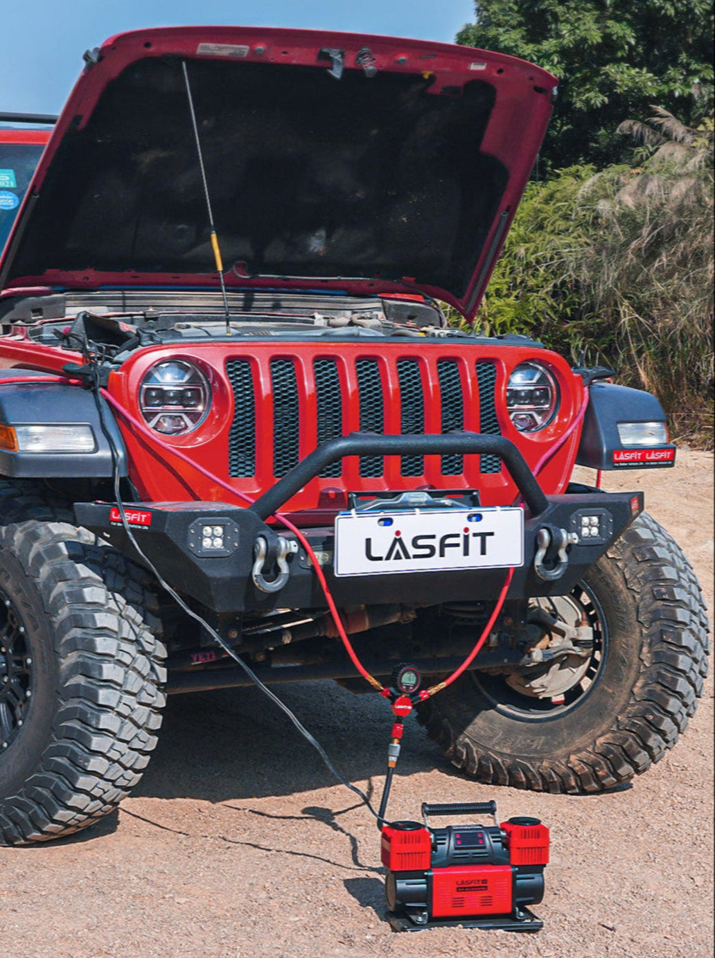 LASFIT H4 4-Tire Inflation/Deflation System, Rapid 4 Tire Air Up Down System, Universal Fitment Quick Connecting Lock-On Air Chucks, Up to 200″ Wheelbase