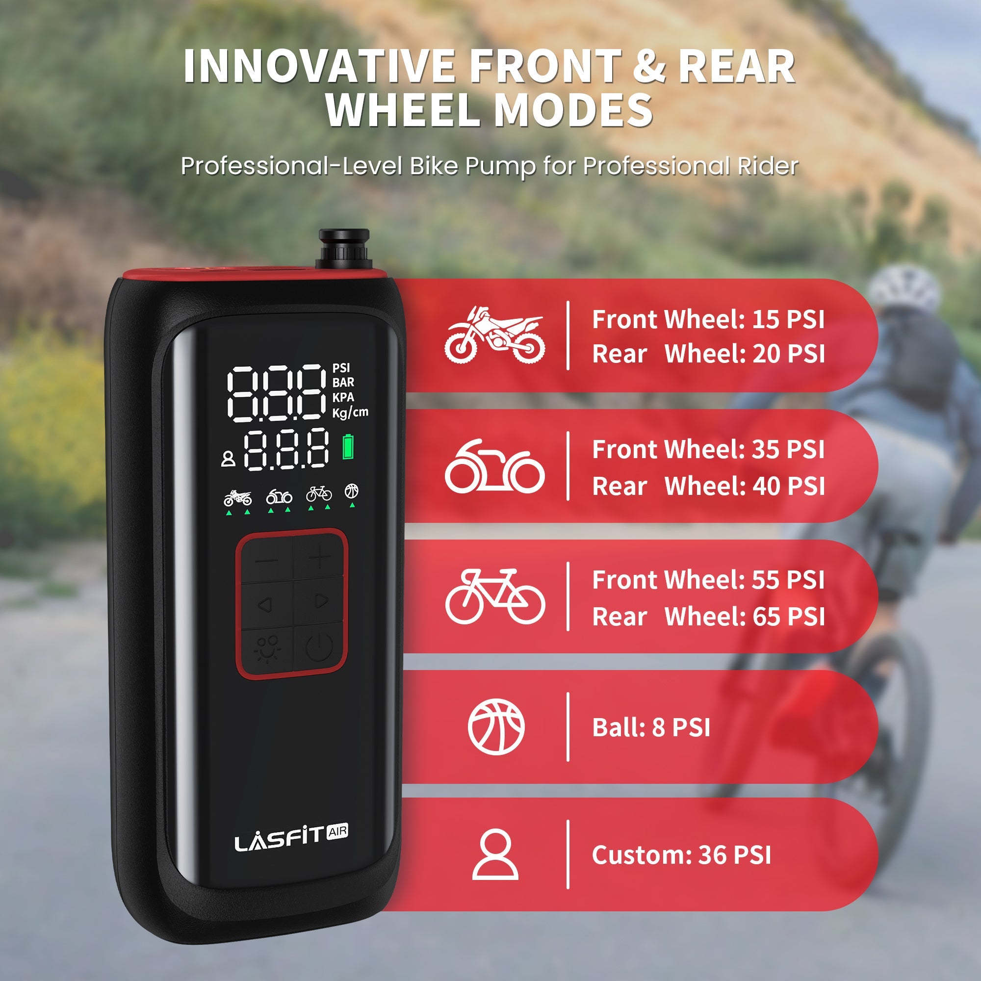 LASFIT AIR BM1 Mini Tire Inflator for Riders, for Bike & Motorcycle: Ride Smoother, Ride Safer!